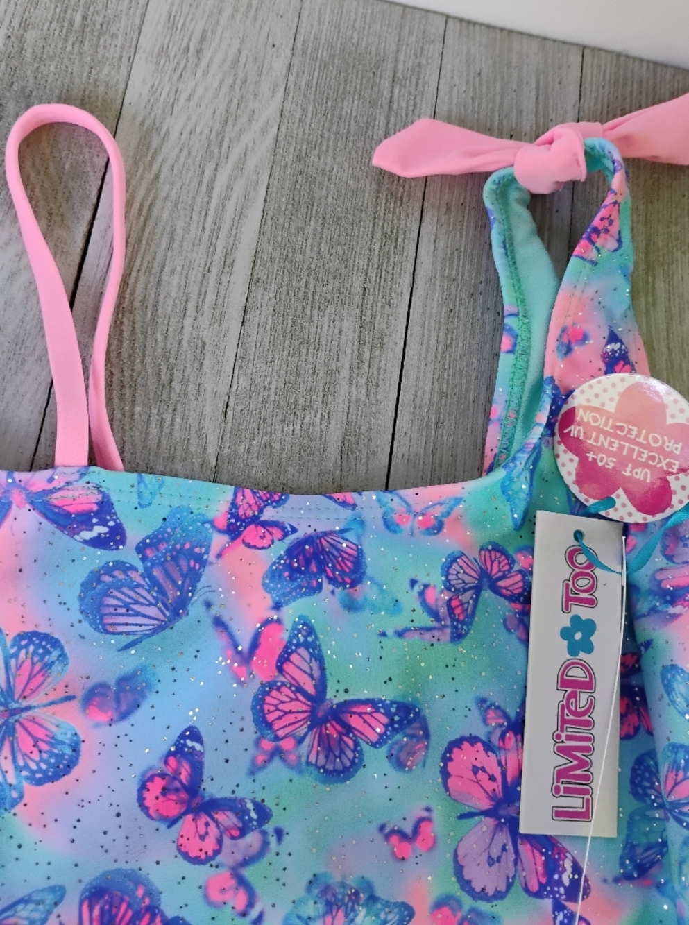 Limited Too One Piece Girls Swimsuit Butterfly 10/12 & FREE SWIM GOGGLES NWT